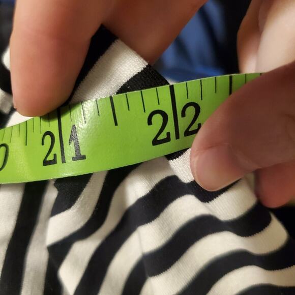 J. Jill Wearever Multi Striped Halter Dress Black Blue White, Stretch Jerseynorm - Picture 11 of 12